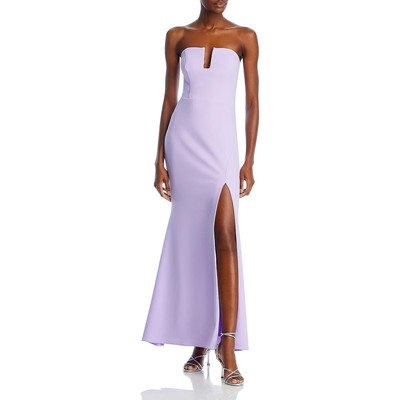 Женское фиолетовое вечернее платье цвета морской волны без бретелек 8 BHFO 1697