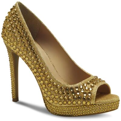 Thalia Sodi Womens LANDON Gold Slip On Dressy Pumps 6.5 Medium (B,M) BHFO 8895