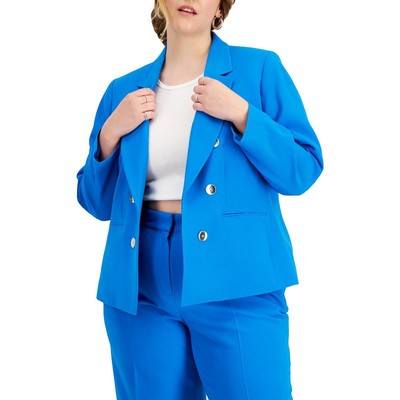 

Женские синие брюки из крепа с длинными рукавами Bar III Work Open Front Plus  BHFO 7040, Синий