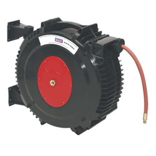 Sealey Retractable Air Hose Reel 15m Ø13mm ID Rubber Hose Garage Workshop DIY