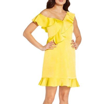Женское желтое атласное платье для коктейлей и вечеринок Aidan by Aidan Mattox 6 BHFO 4998