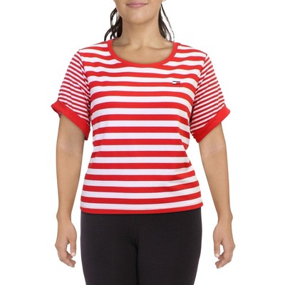 Спортивная женская футболка-пуловер в красную полоску Tommy Hilfiger Sport Top Plus 3X BHFO 3446