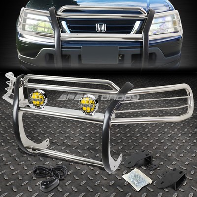 ХРОМИРОВАННАЯ РЕШЕТКА РАДИАТОРА + КРУГЛАЯ ПРОТИВОТУМАННАЯ ФАРА ЯНТАРНОГО ЦВЕТА ДЛЯ ВНЕДОРОЖНИКА HONDA CRV/CR-V RD 97-01