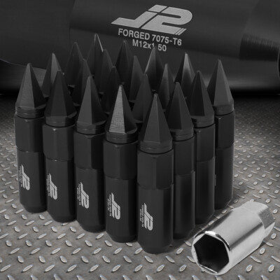 J2 ENGINEERING 7075 АЛЮМИНИЙ M12X1.5 20ШТ 90ММ ГАЙКА С ЗАОСТРЕННОЙ ГОЛОВКОЙ + АДАПТЕР ЧЕРНЫЙ