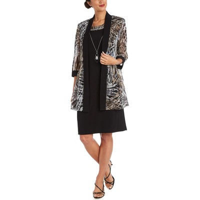 

Женская черная куртка с принтом R-M Richards из 2 предметов, костюм Petites  BHFO 4319, Black/taupe