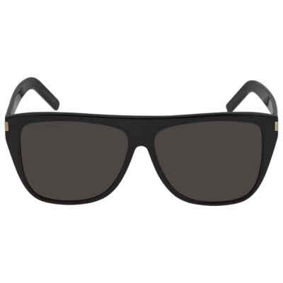 Pre-owned Saint Laurent Grey Square Unisex Sunglasses Sl 1 Slim 001 59 Sl 1 Slim 001 59 In Gray