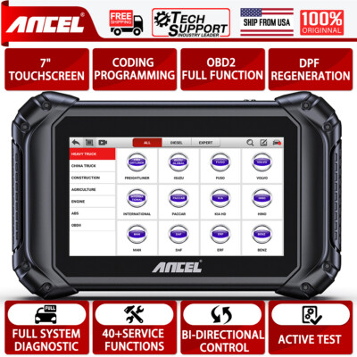 ANCEL V5 HD Heavy Duty Truck Diesel Scanner DPF Regen ECU Coding OBD Diagnostic