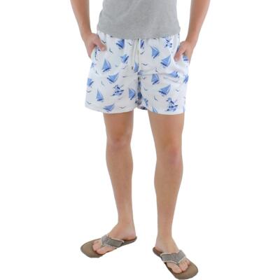 Мужские плавки Polo Ralph Lauren Sailboat с белым принтом, пляжная одежда для плавания, S BHFO 0601