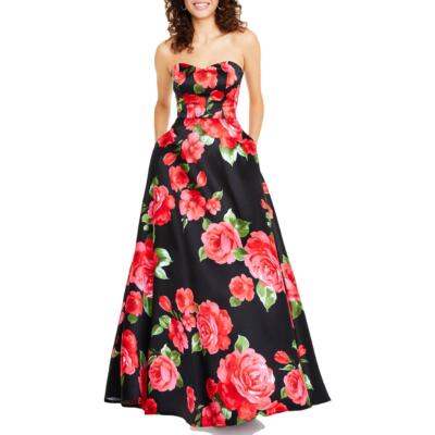 

Женское черное вечернее платье макси B. Darlin для подростков  BHFO 9742, Black/red/green