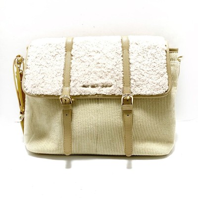 Auth JILL by JILLSTUART - Beige Cream Corduroy Wool Synthetic Leather