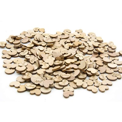 300PCS Rustic Wooden Love Hearts Shaped Wood Slices Confetti Scatter Crafts T...