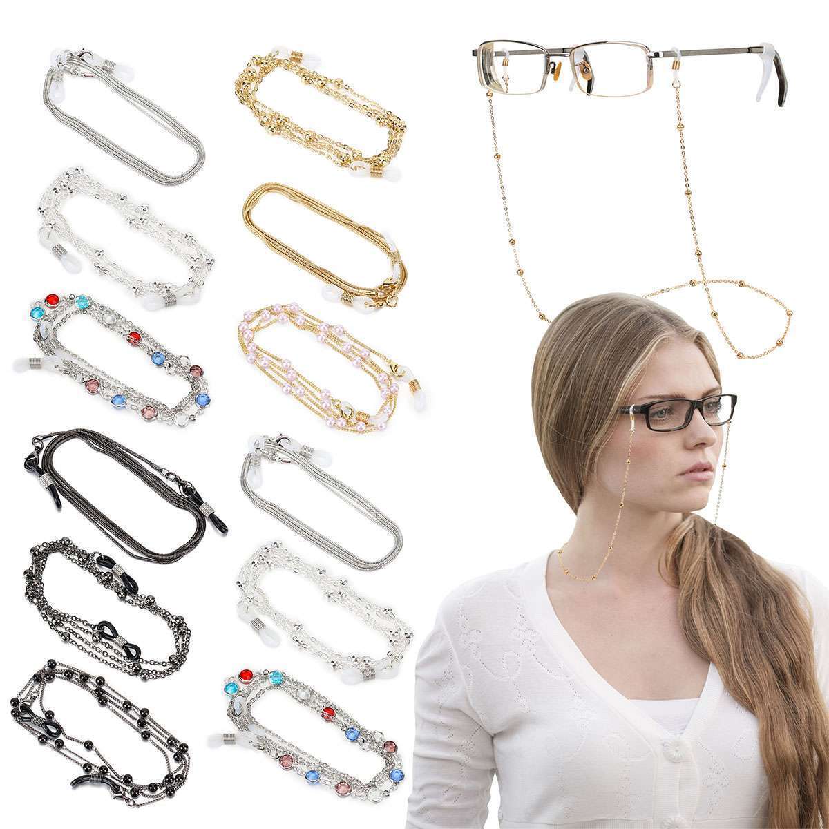 Sequins Glasses Chain Holder Eyewear Rope Necklace