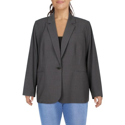 Женский серый официальный блейзер на одной пуговице Calvin Klein Plus 22W BHFO 5325
