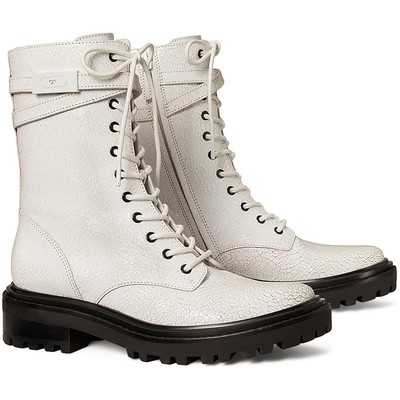 Женские ботинки Tory Burch с белой фурнитурой и шнуровкой в армейском стиле 6 Medium (B,M) 3427