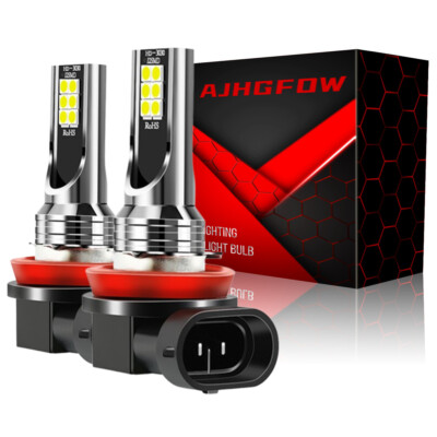 2x 6500K White H11 LED Fog/Driving Light Bulbs Lamps High Power Combo Kit