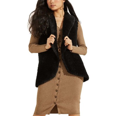 

Guess Womens Raffaella Черная куртка без рукавов из искусственного меха  BHFO 1045, Jet black
