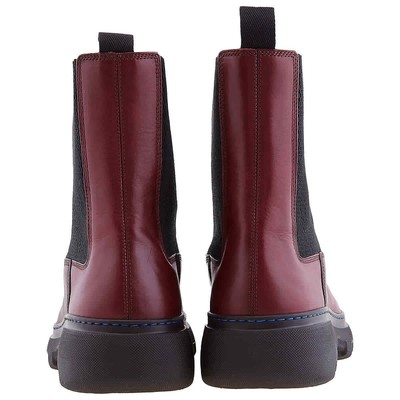Pre-owned Burberry Creeper Leather Chelsea Boots In Purple
