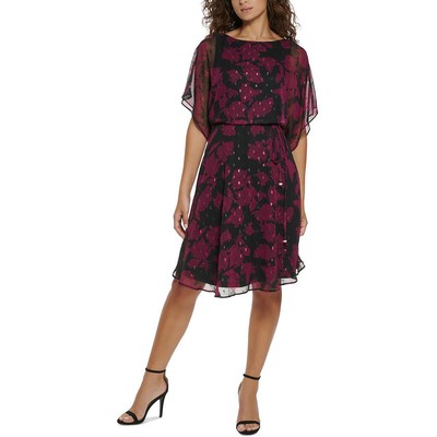

Женское черное шифоновое платье миди Jessica Howard Petites  BHFO 1971, Black/purple