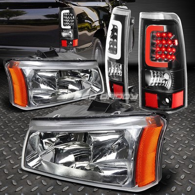 ХРОМИРОВАННАЯ ХРУСТАЛЬНАЯ ФАРА + УГОЛОК + ЧЕРНЫЙ 3D СВЕТОДИОДНЫЙ ЗАДНИЙ ФОНАРЬ ДЛЯ 03-07 SILVERADO