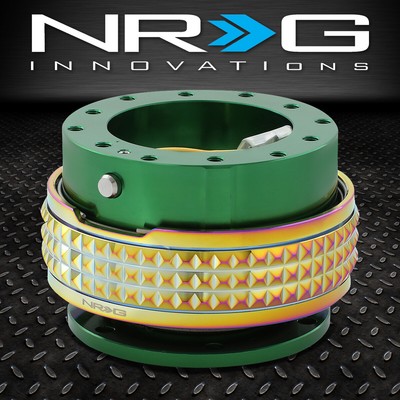БЫСТРОРАЗЪЕМНОЕ АЛЮМИНИЕВОЕ РУЛЕВОЕ КОЛЕСО NRG С 6 БОЛТАМИ GEN 2.1 GREEN/NEO ХРОМИРОВАННОЕ КОЛЬЦО