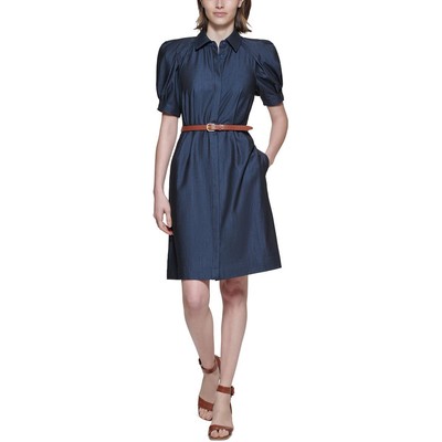 

Женское синее джинсовое платье-рубашка на пуговицах Calvin Klein  BHFO 0805, Синий