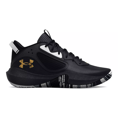 Under Armour Lockdown 6 Basketball Shoes black gold Child big kids size 5 NEW