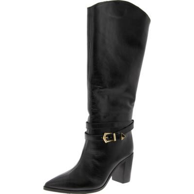 Schutz Womens MARYANA BELT HIGH BLOCK Black Knee-High Boots 7 Medium (B,M) 8975