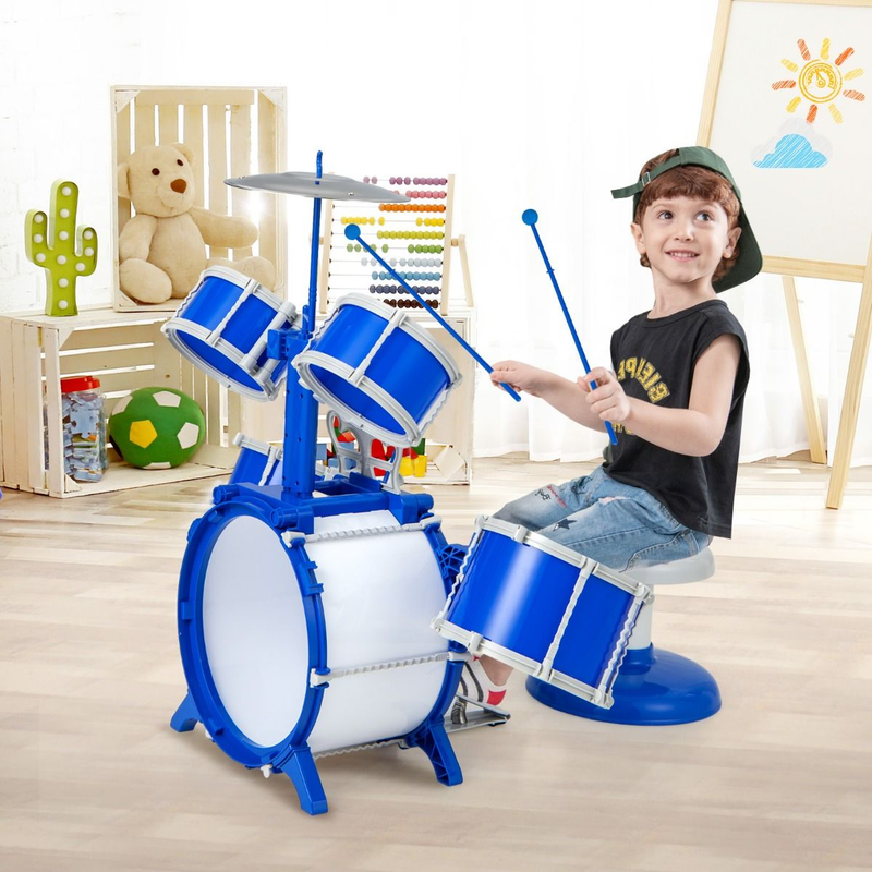 Percussion Musical Instrument Toy Set with Bass Drum and Foot Pedal
