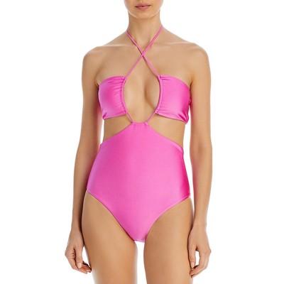 Женский розовый нейлоновый цельный купальник JADE Swim с вырезом S BHFO 8245