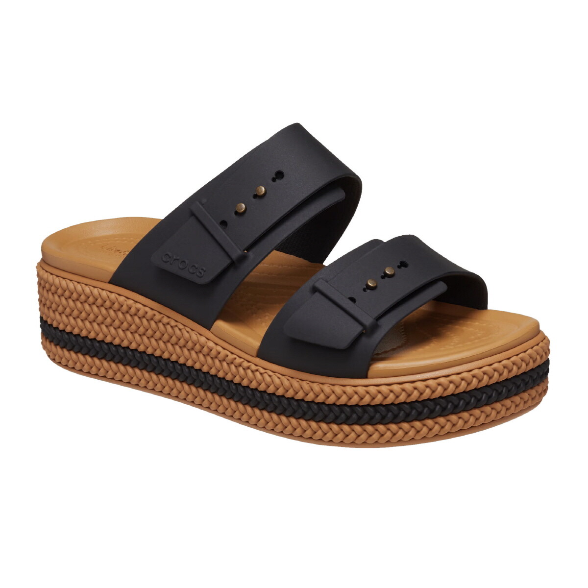 New Womens CROCS BROOKLYN WOVEN BUCKLE 209978-001 BLACK US W