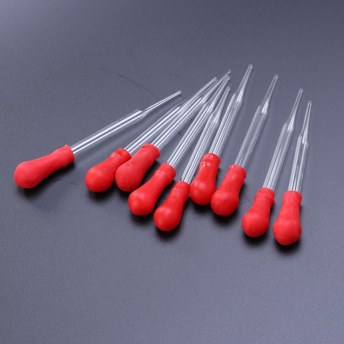 10pcs Glass Pipette Pipet Medicine Laboratory Dropper Red Rubber Head