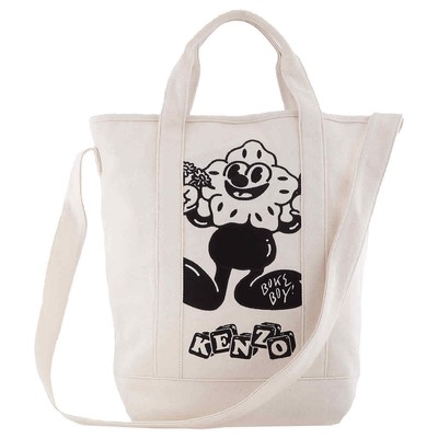 Pre-owned Kenzo Graphic Tote Bag In Ecru Fd55sa901f35.03 In White