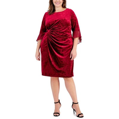Женское коктейльное и вечернее платье из красного бархата Connected Apparel Plus 20W BHFO 9470