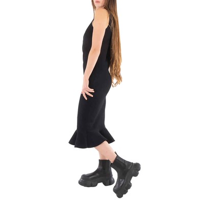 Pre-owned Jw Anderson Ruffled Hem Sleeveless Midi Dress In Black