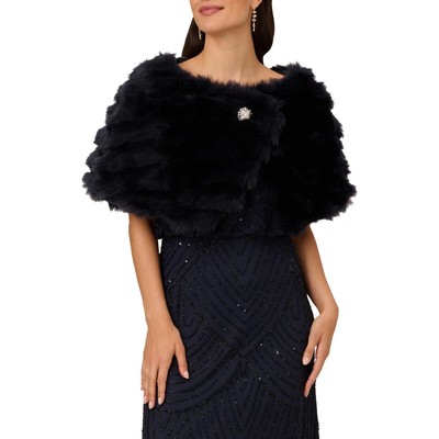 Adrianna Papell Womens Faux Fur Formal Warm Shawl/Wrap BHFO 5939
