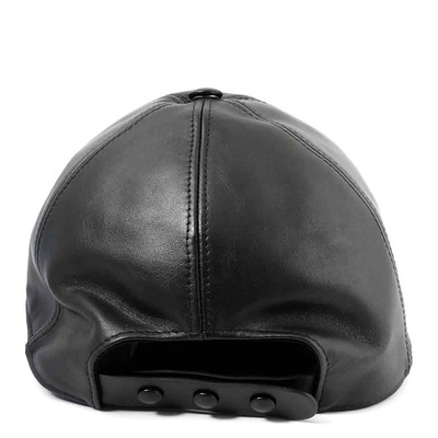 Pre-owned Burberry Black Bottle Cap Detail Leather Baseball Cap, Size Small
