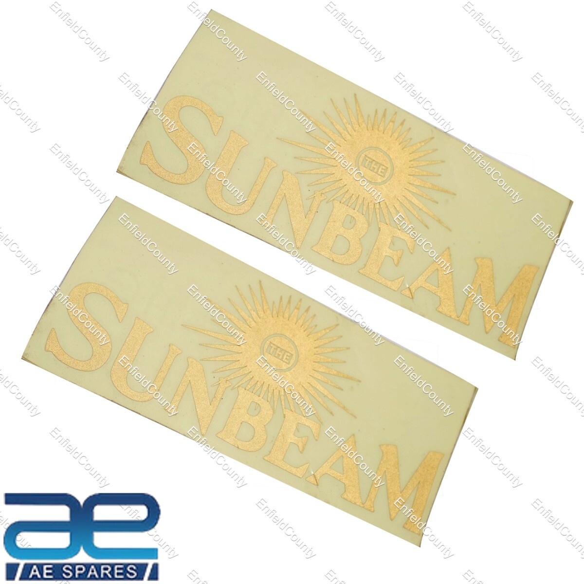 THE SUNBEAM Fuel Tank Golden Decal Sticker Pair 162x70mm 