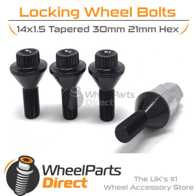 Black Bimecc 14x1.5 Lock Bolts for Fiat Ducato [Mk1] 94-98 on Original Wheels
