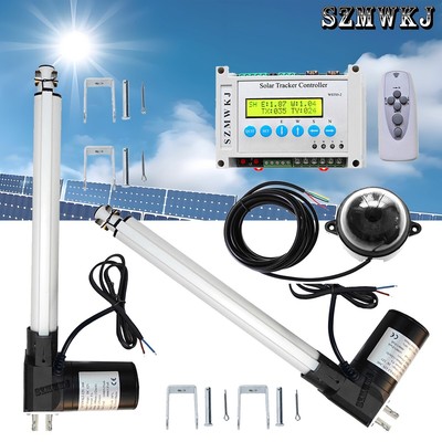 6000N Dual Axis Solar Panel Tracker &12V 2x12'' Linear Actuators & LCD Controller