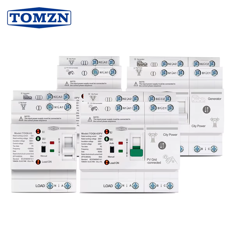 Din Rail Small Size PV ATS 2P4P 63A 230V Dual Power Automatic Transfer Electrica