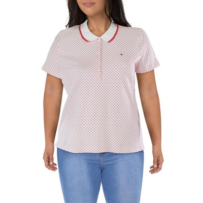 

Tommy Hilfiger Женская красная футболка-поло с воротником и цветочным принтом  BHFO 2627, Red/white