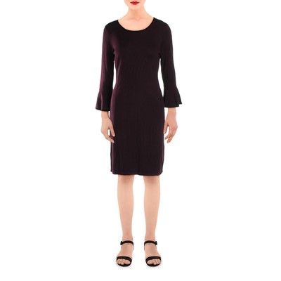 Женский офисный свитер Calvin Klein из фиолетового трикотажа с контрастной отделкой, M BHFO 4355
