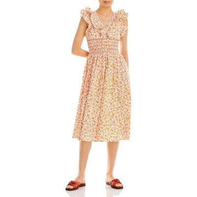 

Женское летнее платье миди с цветочным принтом Aqua Womens Scilla Orange  BHFO 4404, Orange floral