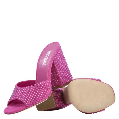 Pre-owned Paris Texas Pink Ruby Holly Anja Crystal-embellished Mules