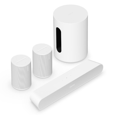 Sonos Ray Compact Soundbar, Sub Mini, & Pair of Era 100 Wireless Smart Speakers