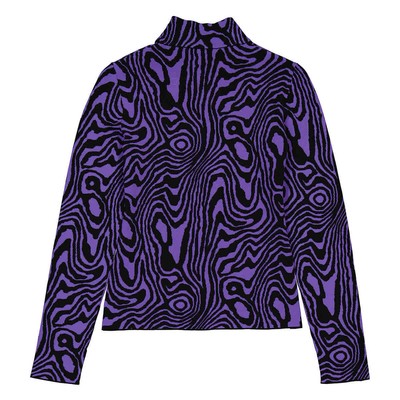 Pre-owned Moschino Ladies Moire-effect Funnel-neck Jumper In Purple