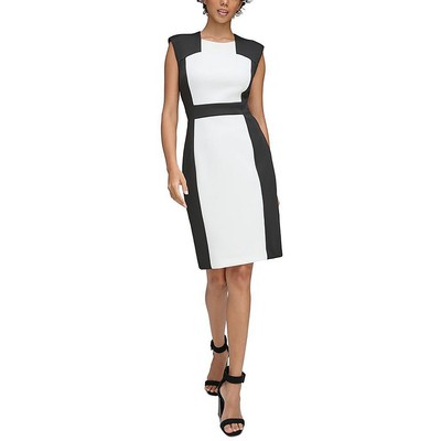 Calvin Klein Womens Colorblock Sheath Wear to Work Sheath Dress BHFO 1985
