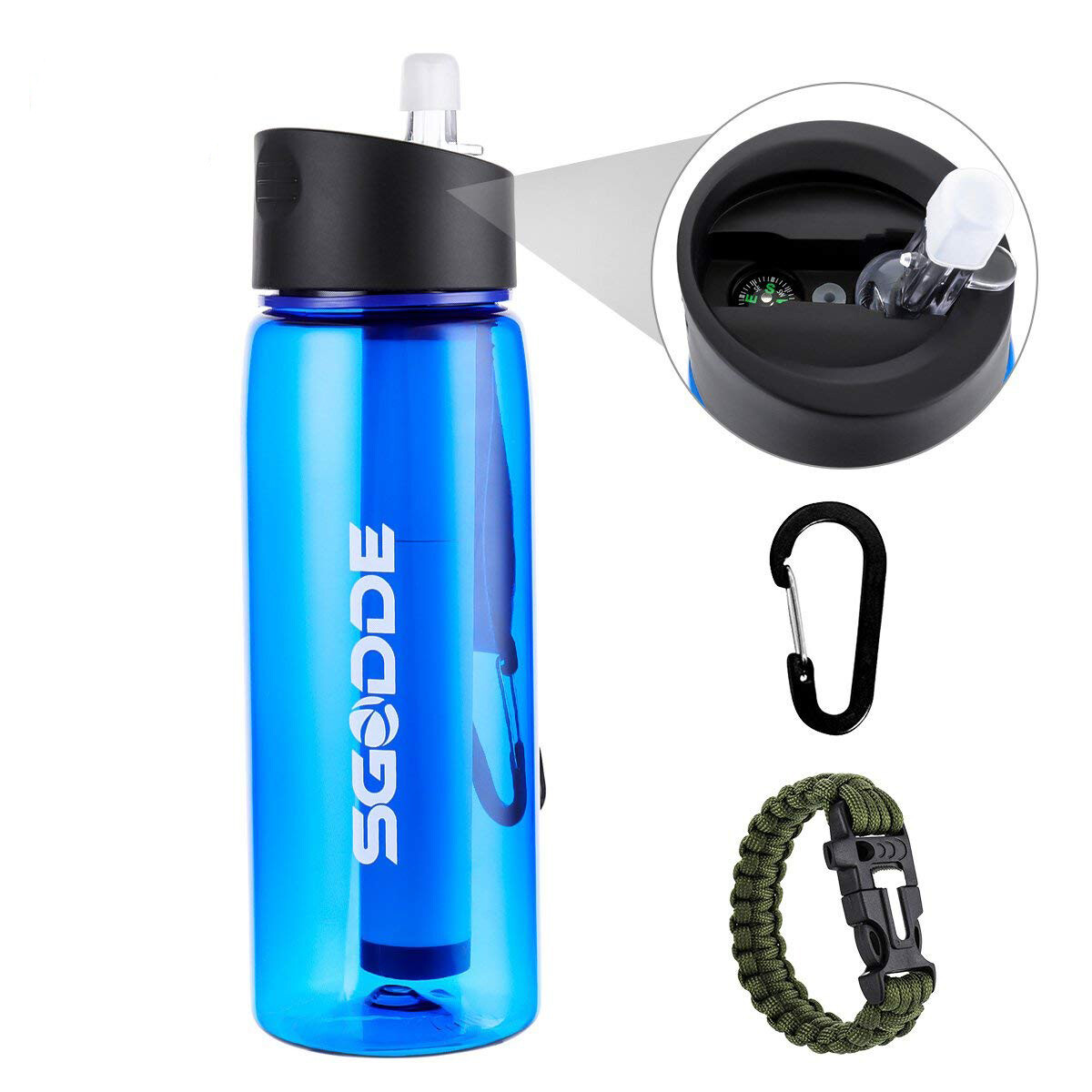SGODDE 22.2 OZ Sports Water Bottle BPA Free  with Filter Out