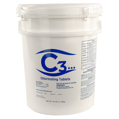 C3... 3'' Stabilized Trichloro Chlorine Tablets for Swimming Pools (Choose Size)
