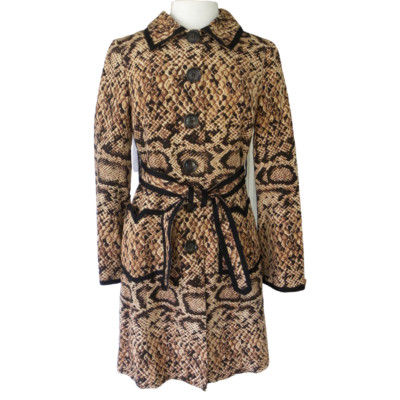 Nanette Lepore Python Trench Coat Black Tan Size 6 Snake Skin Print MSRP $515